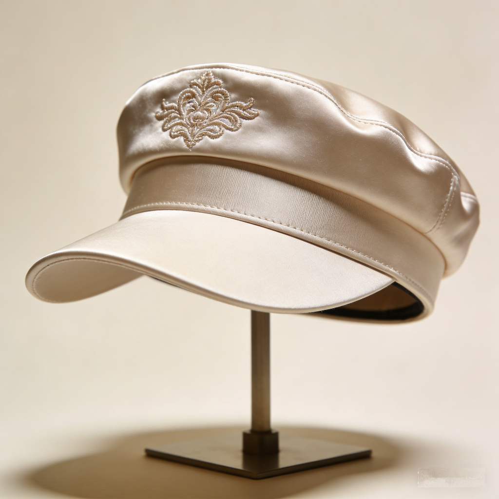 RegalBaroque Captain: The Champagne Satin Baroque Embroidered Captain Hat
