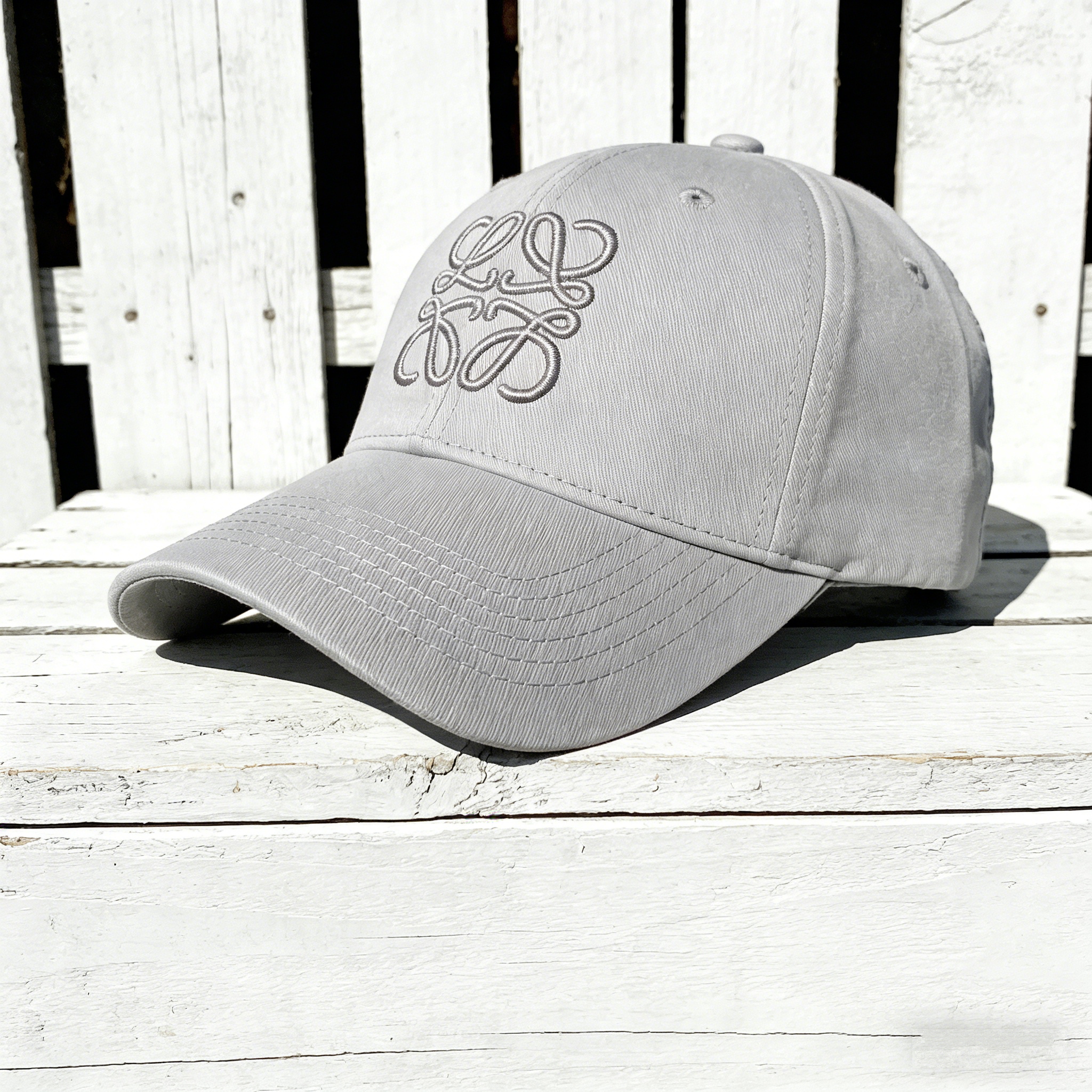 MonoStitch Dad Cap: The Light Gray Monogram Embroidered Baseball Cap