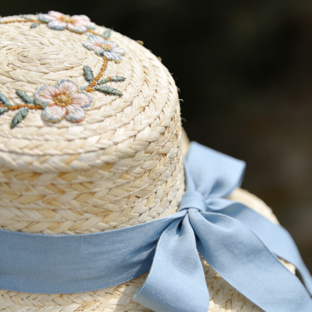 MeadowBloom Boater: The Natural Raffia Floral Embroidered Straw Hat