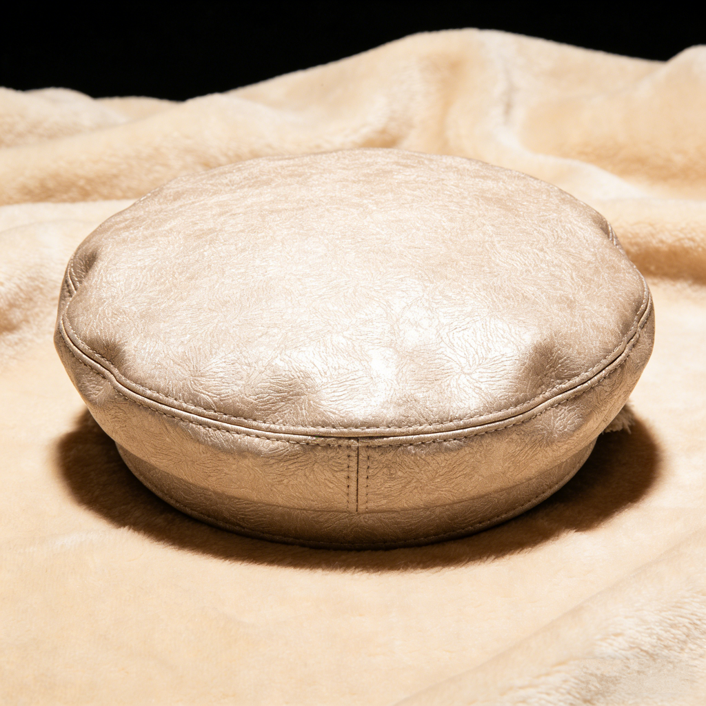 FrayedChic Captain: The Beige Textured Faux Leather Newsboy Cap