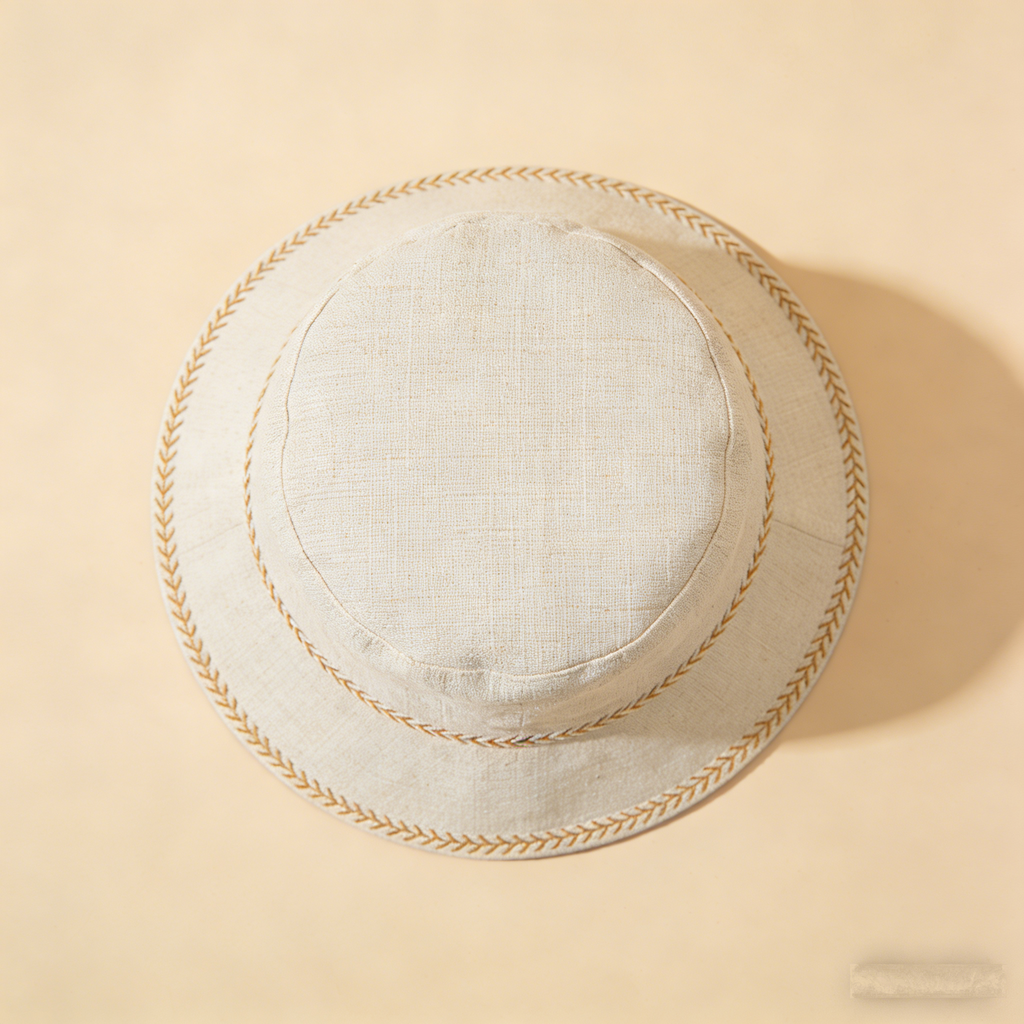 PearlWeave Bucket Hat: The Linen-Blend Pearl Embellished Bucket Hat