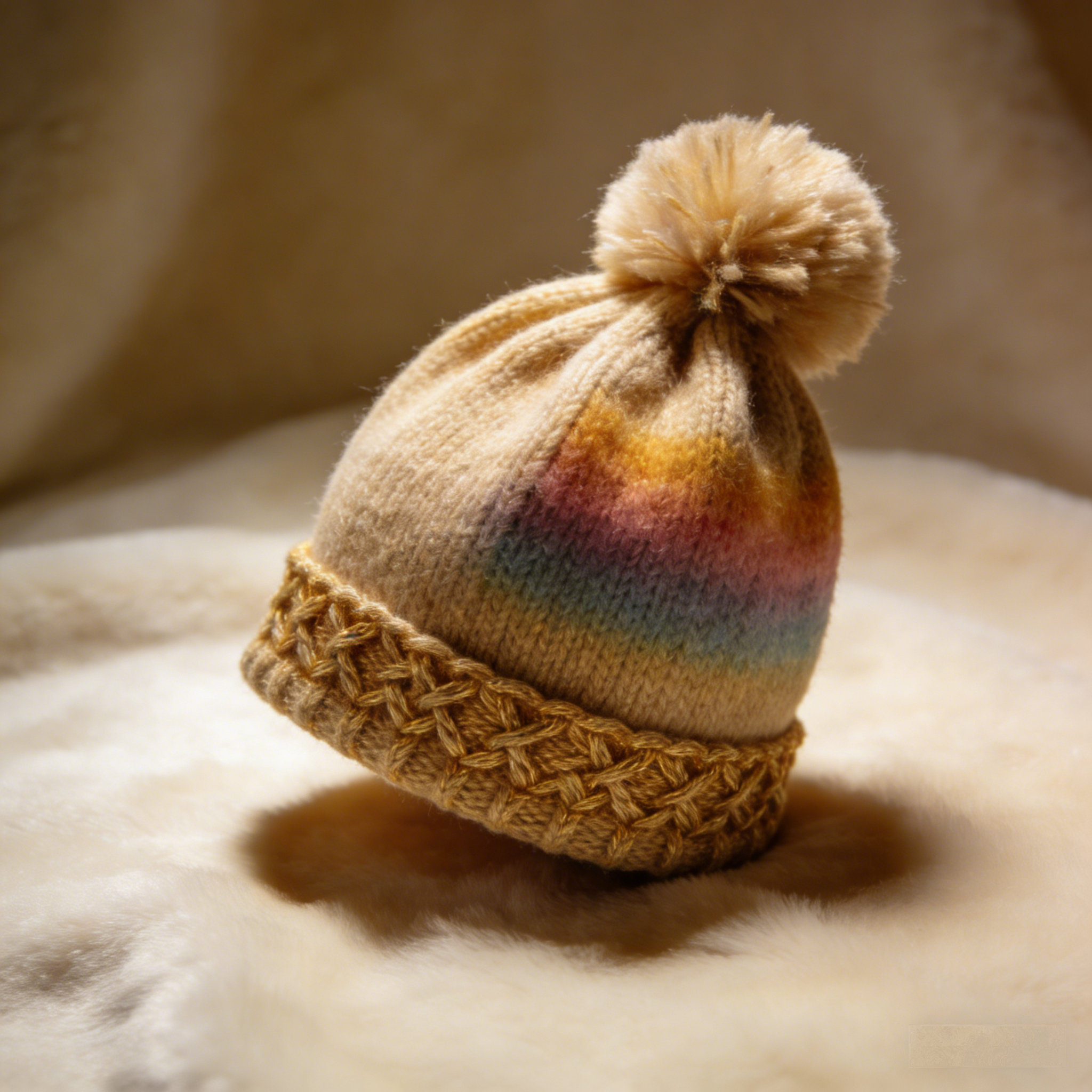 RainbowHue Beanie: The Gradient Rainbow Knit Pom-Pom Beanie