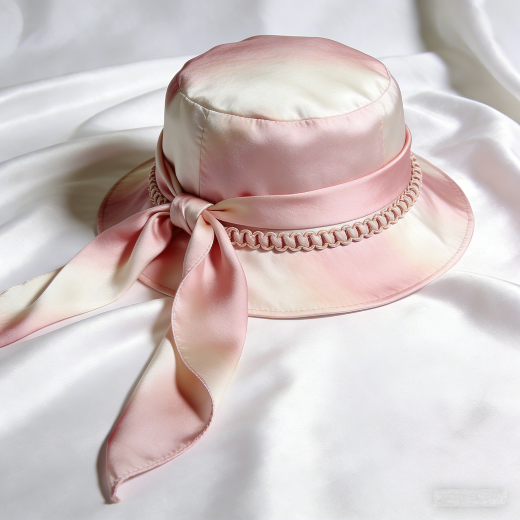 BlushDew Cloche: The Pink Gradient Satin Scarf Cloche Hat