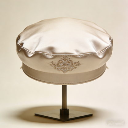 RegalBaroque Captain: The Champagne Satin Baroque Embroidered Captain Hat