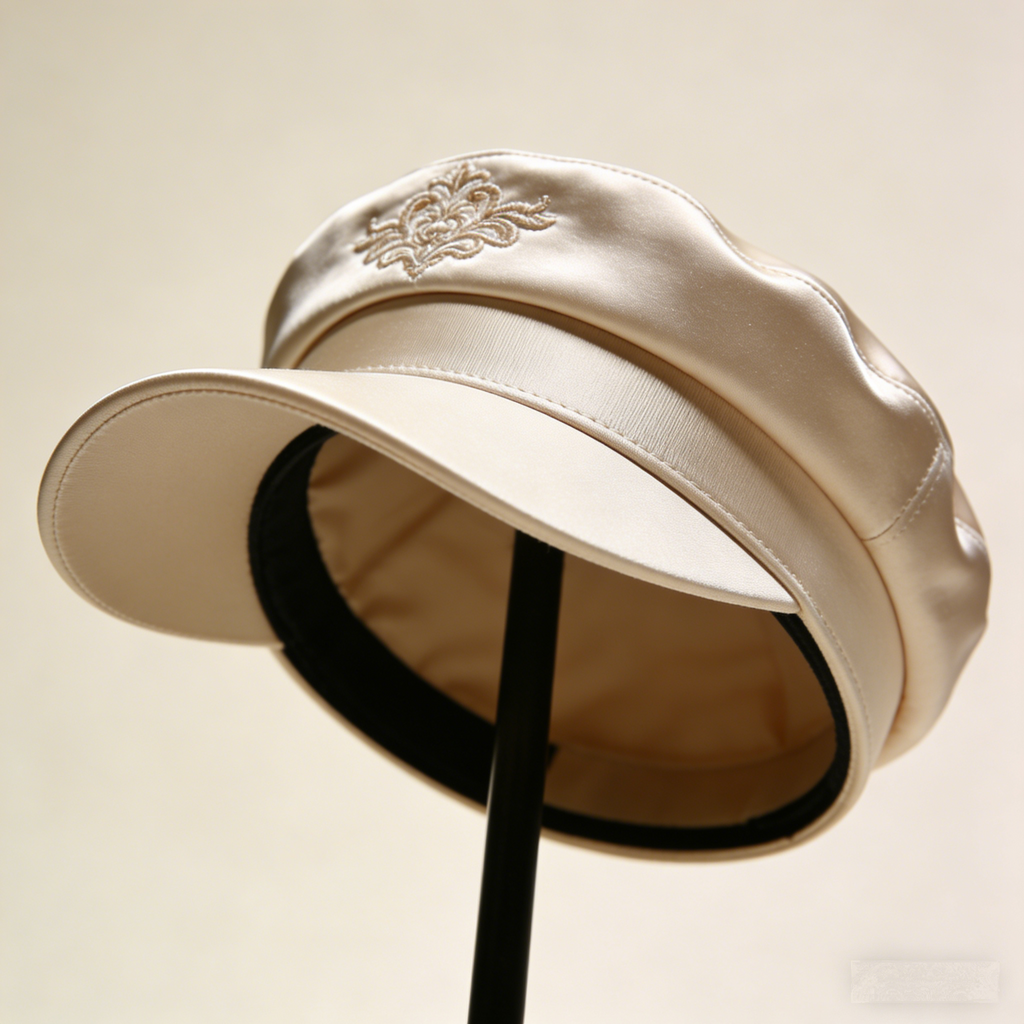 RegalBaroque Captain: The Champagne Satin Baroque Embroidered Captain Hat