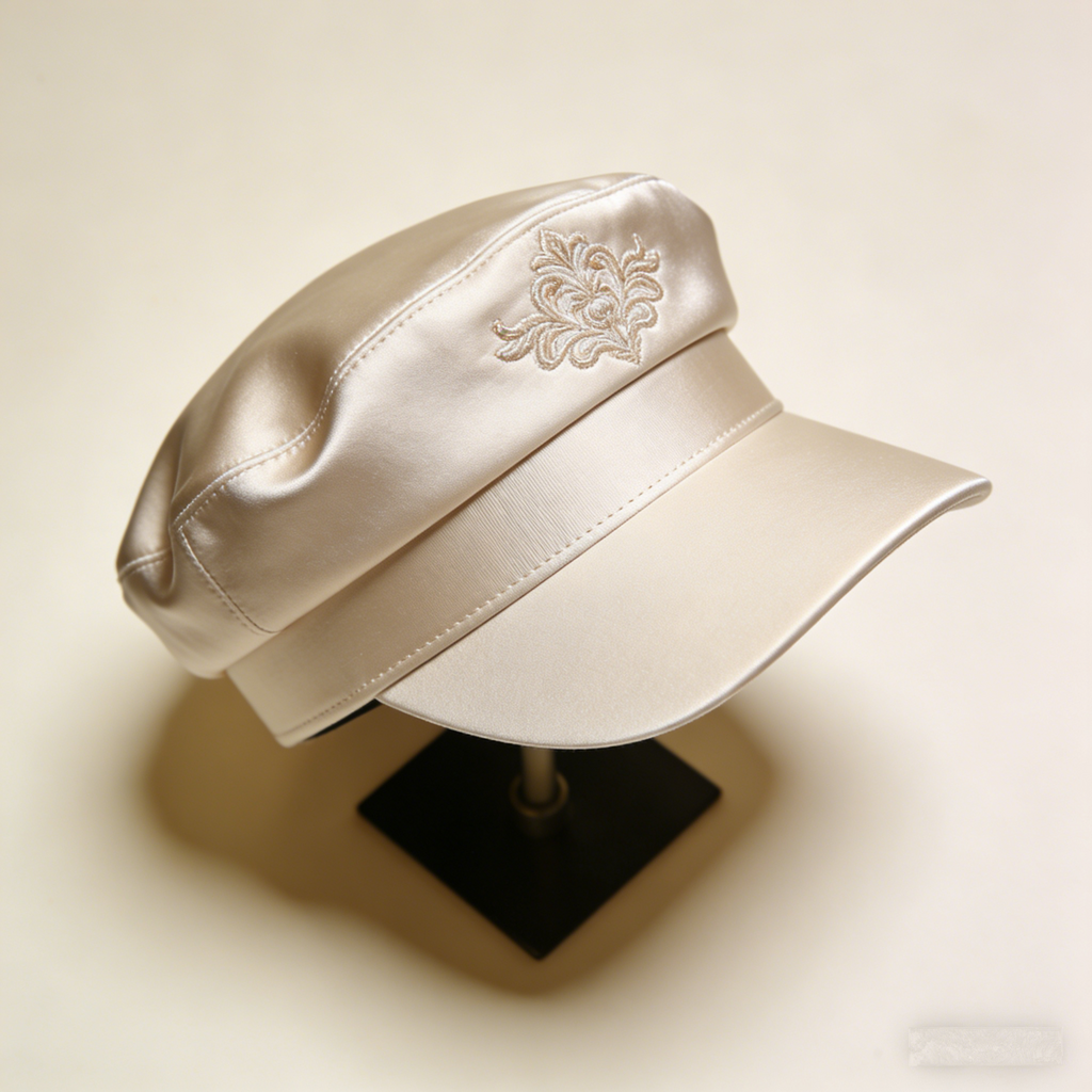 RegalBaroque Captain: The Champagne Satin Baroque Embroidered Captain Hat