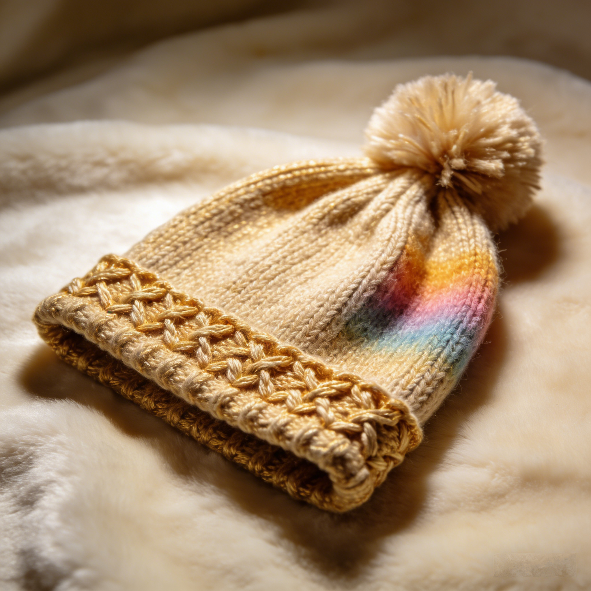 RainbowHue Beanie: The Gradient Rainbow Knit Pom-Pom Beanie