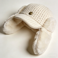 FrostGuard Trapper: The Cream Knit Fur-Lined Trapper Hat